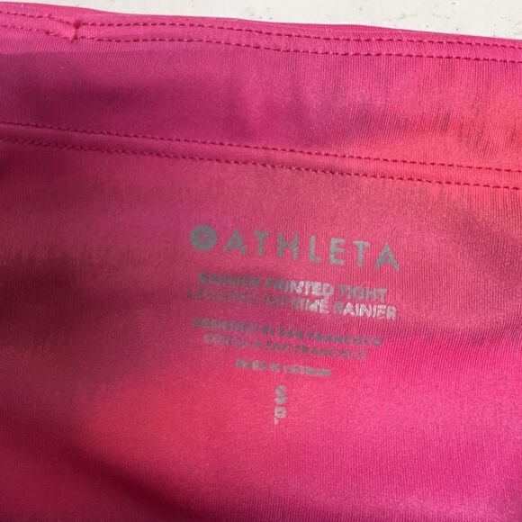 Athleta Rainier Printed Tight SMALL  Yoga Activewear Pink Purple Reflective - Picture 5 of 7